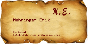 Mehringer Erik névjegykártya